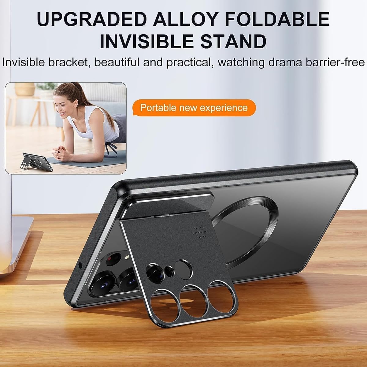 Funda para teléfono Samsung S21S22S23 con soporte plegable de succión ultra magnética, carcasa magnética de metal para ventana grande, carcasa
