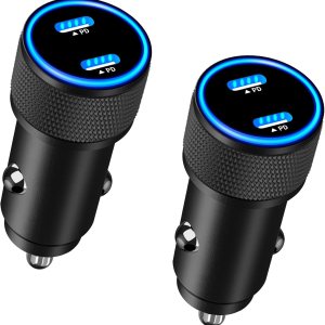 USB-C Car Charger Fast Charging, Linocell 2Pack 72W Dual PD Power Cigarette Lighter Zinc Alloy Type-C Car Charging Adapter for iPhone 1515 USB-C Car Charger Fast Charging, Linocell 2Pack 72W Dual PD Power Cigarette Lighter Zinc Alloy Type-C Car Charging Adapter for iPhone 1515