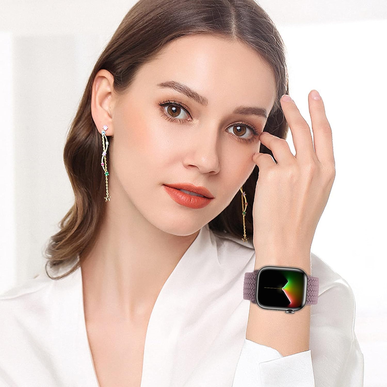 Paquete de 4 correas trenzadas Solo Loop compatibles con Apple Watch de 1.929 in 1.772 in 1.732 in 1.654 in para mujeres y hombres, correas