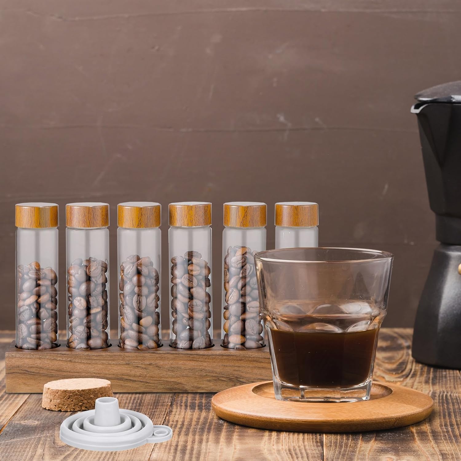 Tubos de almacenamiento de granos de café de dosis única, tarro de vidrio de borosilicato de 2 onzas, recipiente para granos de café herméticos