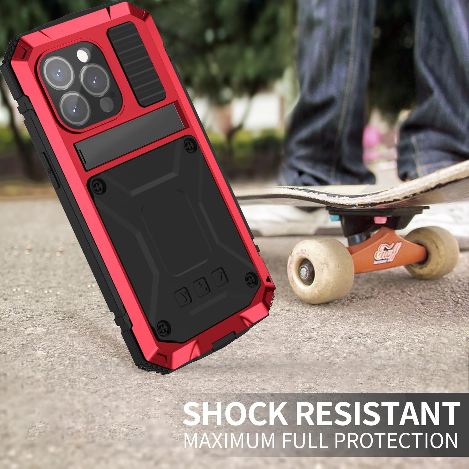 Funda para iPhone 15 Pro Max de cuerpo completo, protección resistente, aluminio resistente Stan de grado militar, metal de goma con pantalla