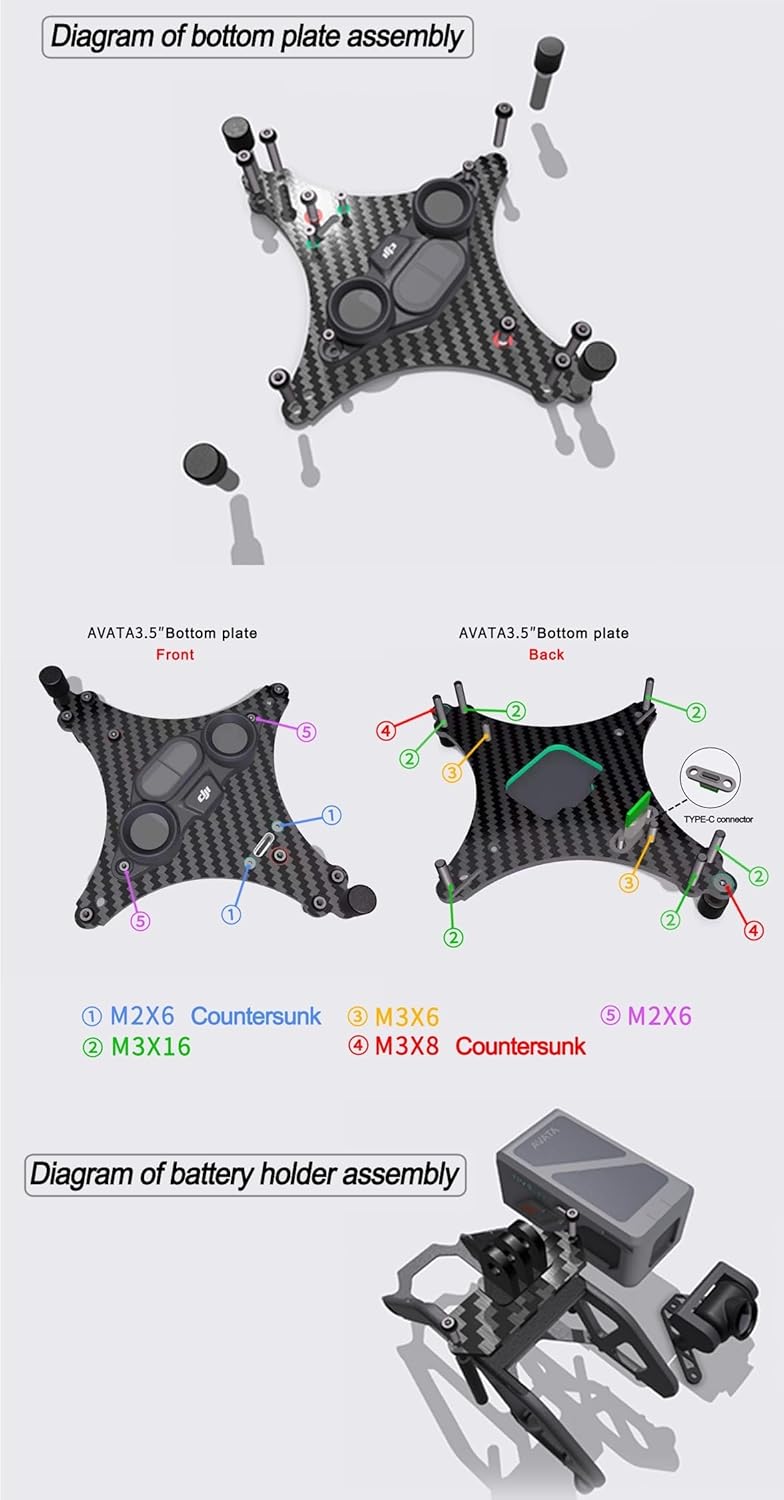 Axisflying FPV Drone MotorCarbon Fiber 3.5inch Kit de actualización de marco para DJI Avata (marco y motores (4 piezas) y hélices)