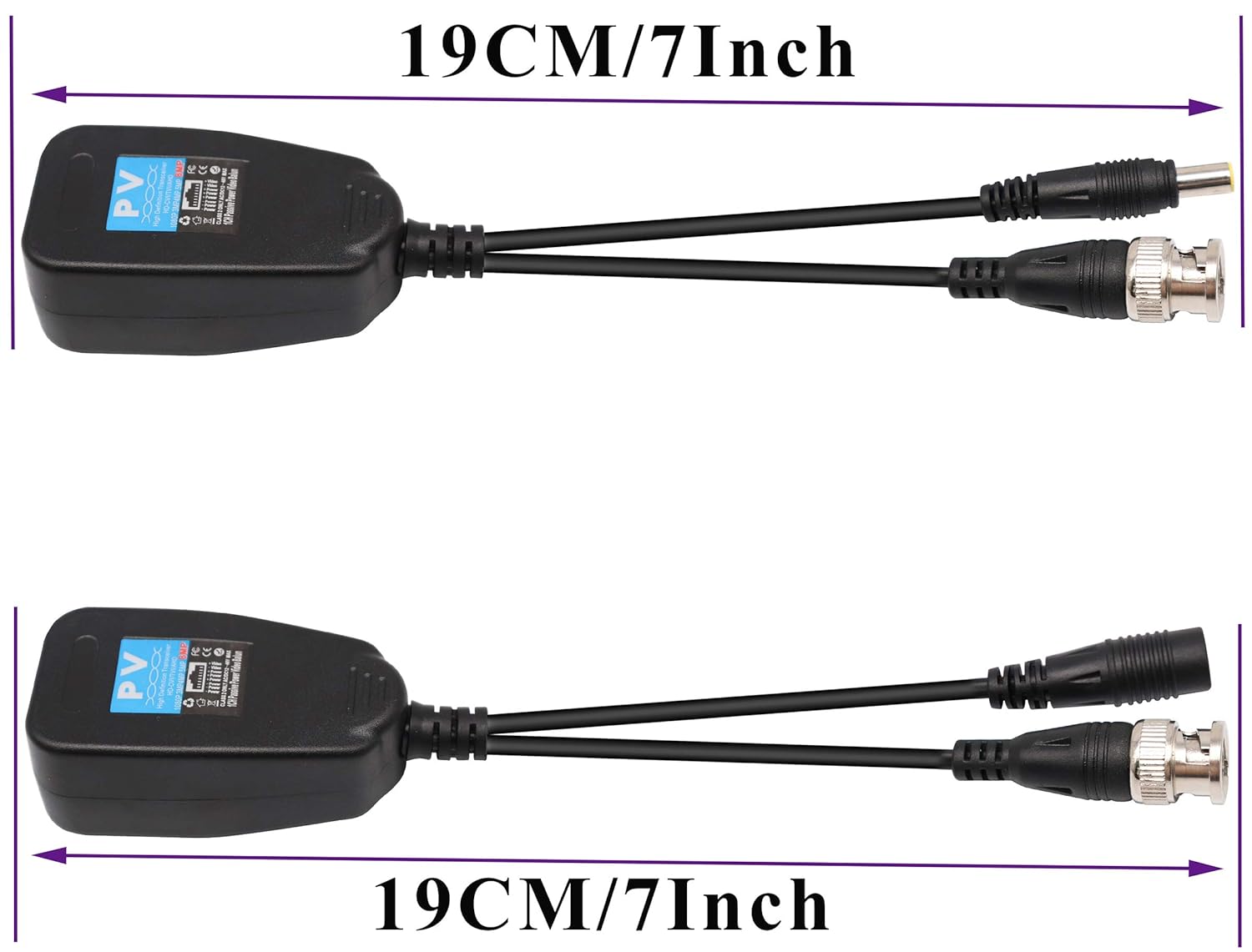 Video Balun Transmisor Transceptor RJ45 a BNC HD-CVITVIAHDCVBS con conector de alimentación CC para 1080P 3MP 4MP 5MP 8MP CCTV Sistema de cámaras de