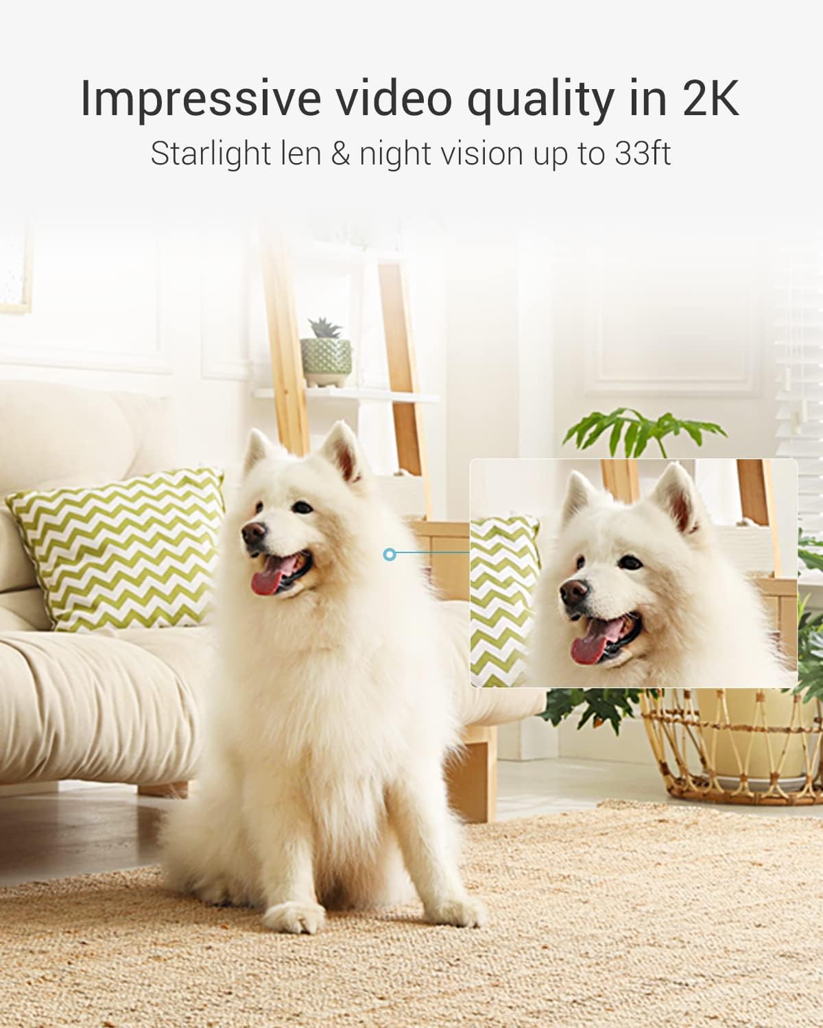 EZVIZ Cámara interior de 4 MP, monitor de mascotas panorámicainclinable con detección de humanos y mascotas AI, detección de actividad de voz,