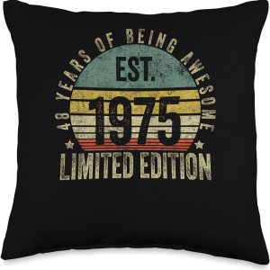 Vintage 48 Year Old Est 1975 Limited Edition 48th Birthday Throw Pillow, 16×16, Multicolor Vintage 48 Year Old Est 1975 Limited Edition 48th Birthday Throw Pillow, 16×16, Multicolor