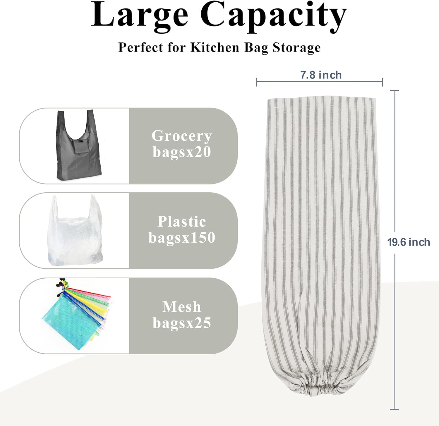 TOGETRUE Soporte para bolsas de plástico, soporte reutilizable para bolsa de comestibles, bolsa de basura lavable para decoración del hogar, cocina,