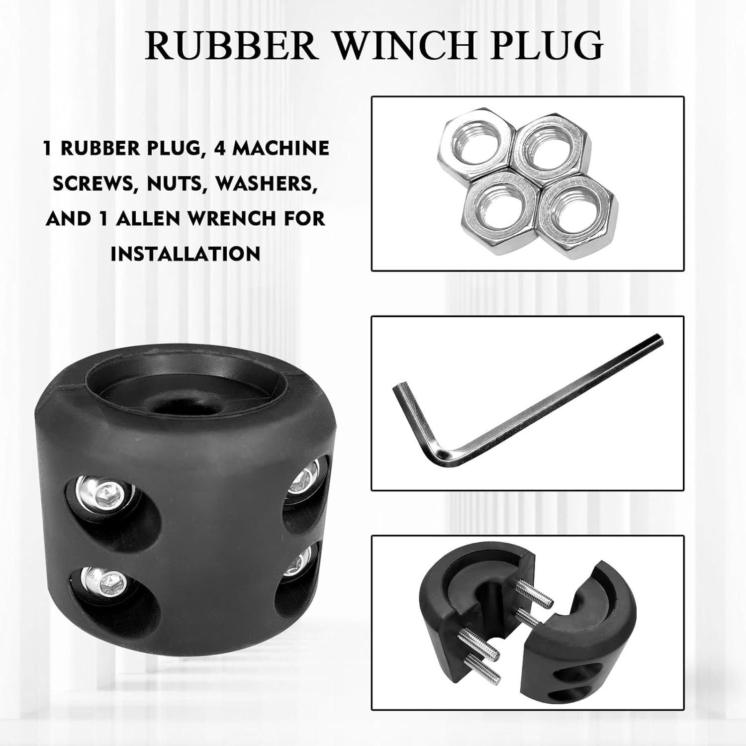 pvotawp Tapón de goma para cabrestante, accesorios de cabrestante para camión, UTV, ATV, SUV, ORV, tapón de gancho de cable de cabrestante