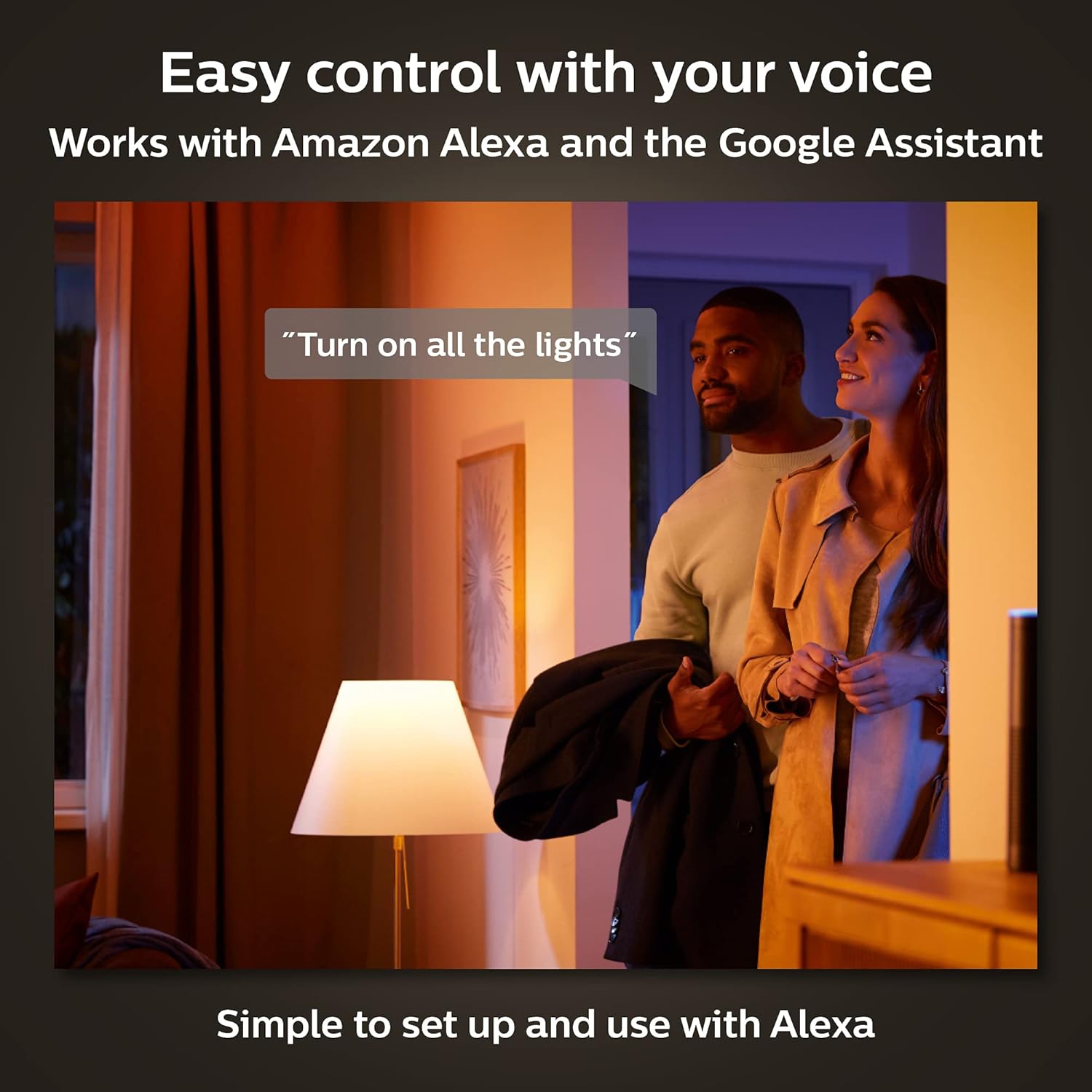 Philips Hue Kit de iniciación de luz inteligente White and Color Ambiance, incluye (2) bombillas inteligentes A19 de 60 W con puente Hue y bombilla
