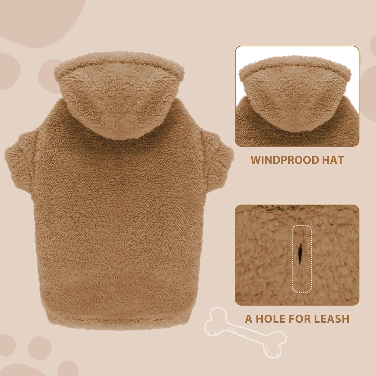 Suéteres mullidos para perros pequeños, ropa para perro, ropa para perro, abrigos, suaves, acogedores, sudadera con capucha de forro polar para