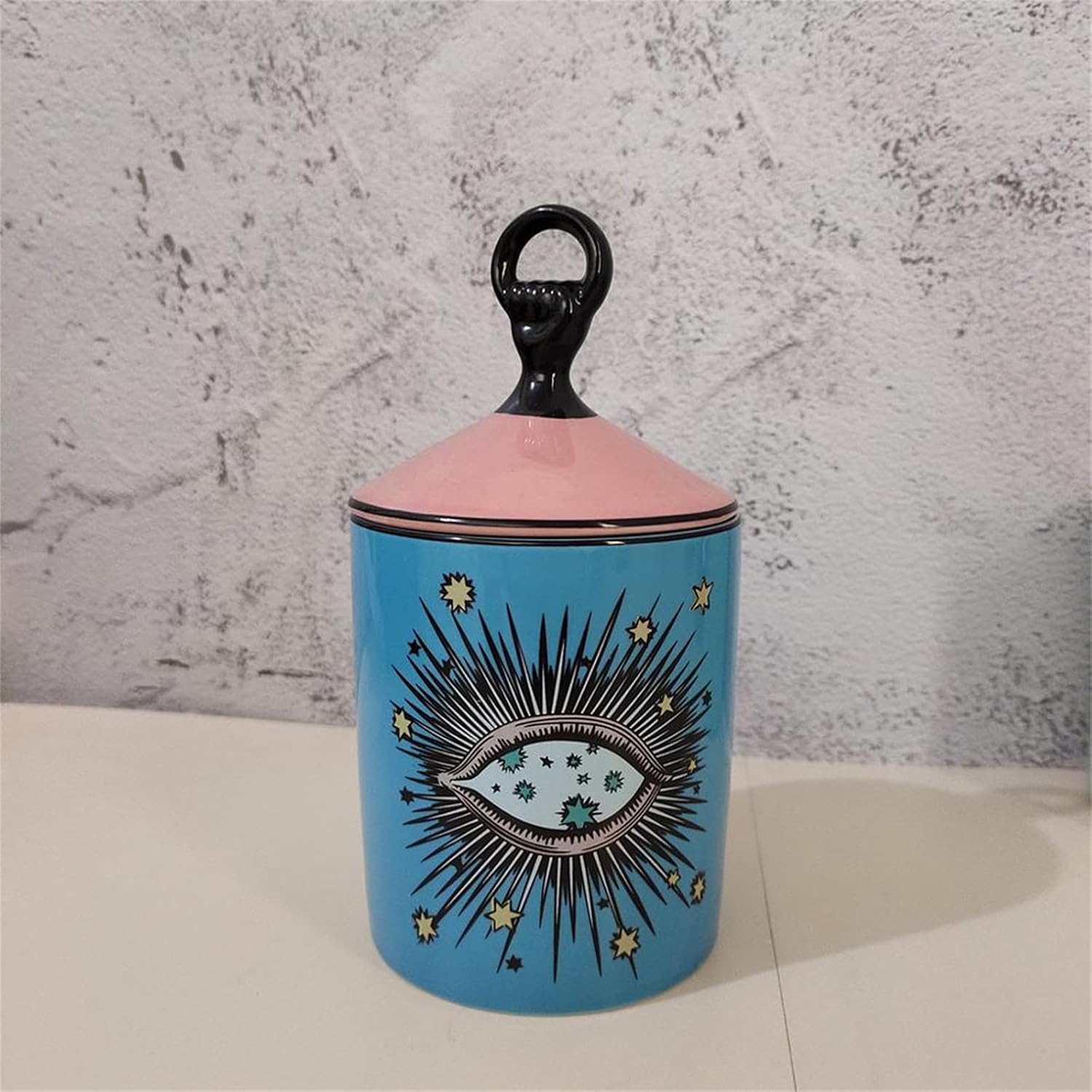 Big Eye – Tarro de vela de aromaterapia con tapa de cerámica para maquillaje, soporte para hisopos de algodón, botella de decoración para el hogar,