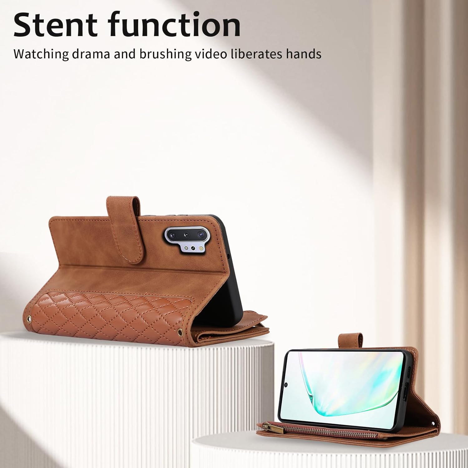 Asuwish Funda para teléfono Samsung Galaxy Note 10 Plus Note10+ 5G Funda tipo cartera con protector de pantalla de vidrio templado y tarjetero con