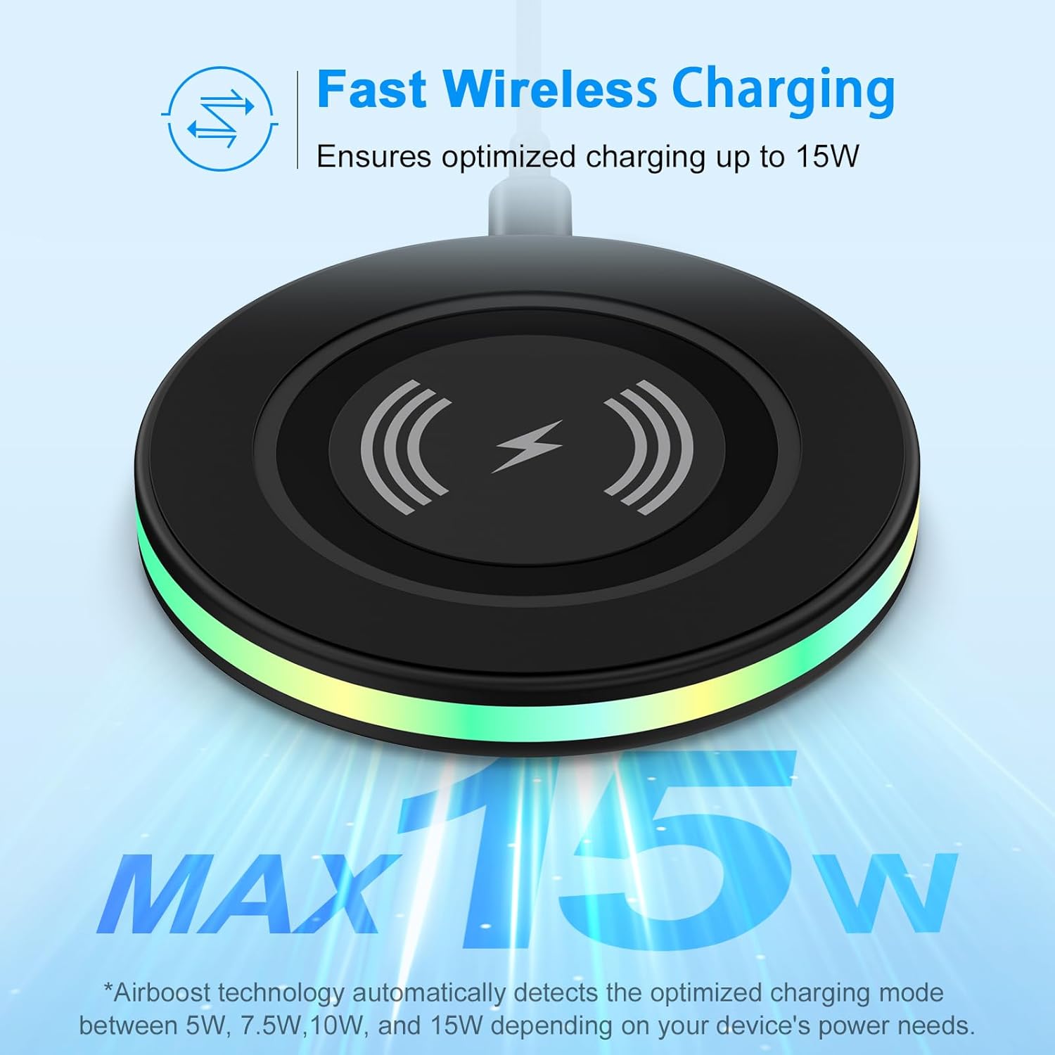 Cargador inalámbrico Samsung de 15 W con adaptador de pared rápido QC 3.0 para Galaxy S24 S23 Ultra S22 S21 FE S20 Z Fold 5 Flip 5 4, Motorola Moto