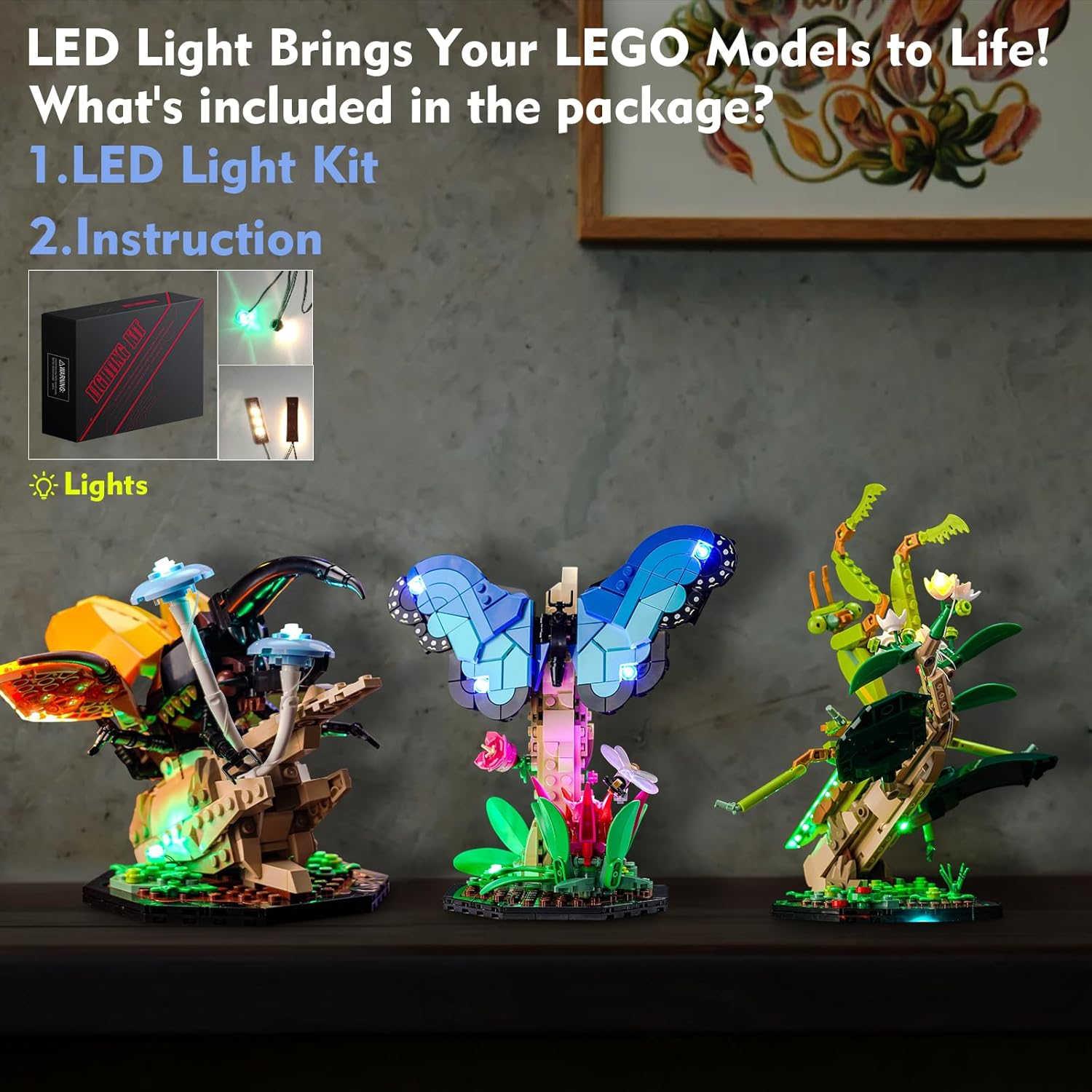 Kit de luces LED para Lego The Insect Collection 21342 Ideas Bugs, accesorios de iluminación compatibles con Lego Nature 21342 Butterfly Set (solo