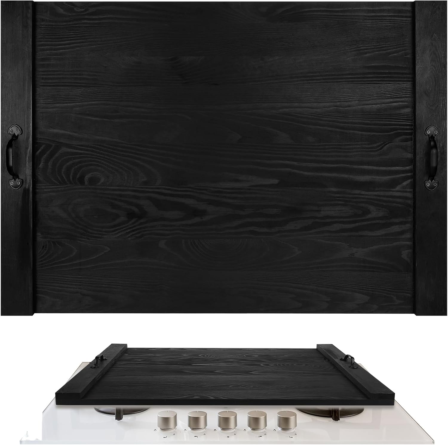 Chunful Cubierta superior para estufa, 30 x 22 pulgadas, tabla de fideos de madera rústica, cubierta de estufa eléctrica a gas con asas para