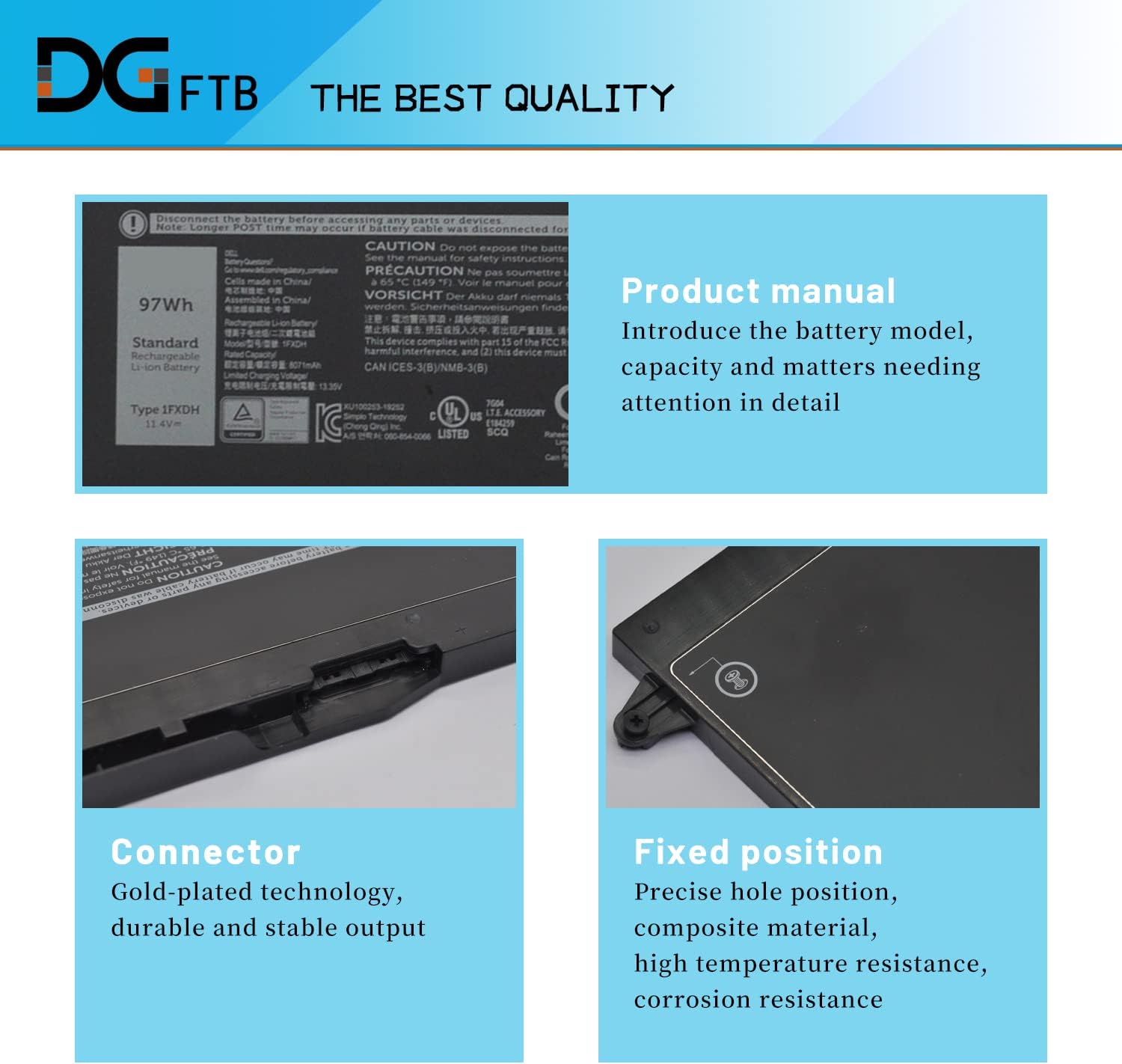 Nueva batería para portátil 1FXDH compatible con Dell Latitude 15 5501 5511 E5501 E5511 Precision 3541 3551 Series 01WJT0 D191G 0D191G CN-0D191G