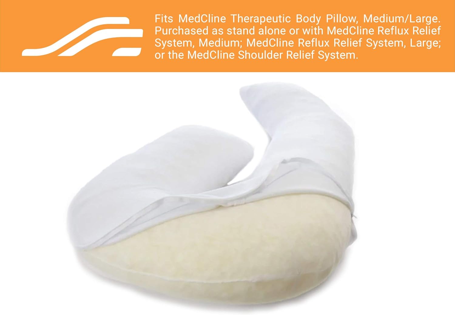 MedCline Funda de almohada corporal, diseñada para adaptarse a nuestra almohada terapéutica de cuerpo completo ML (22 x 50 x 6 pulgadas)