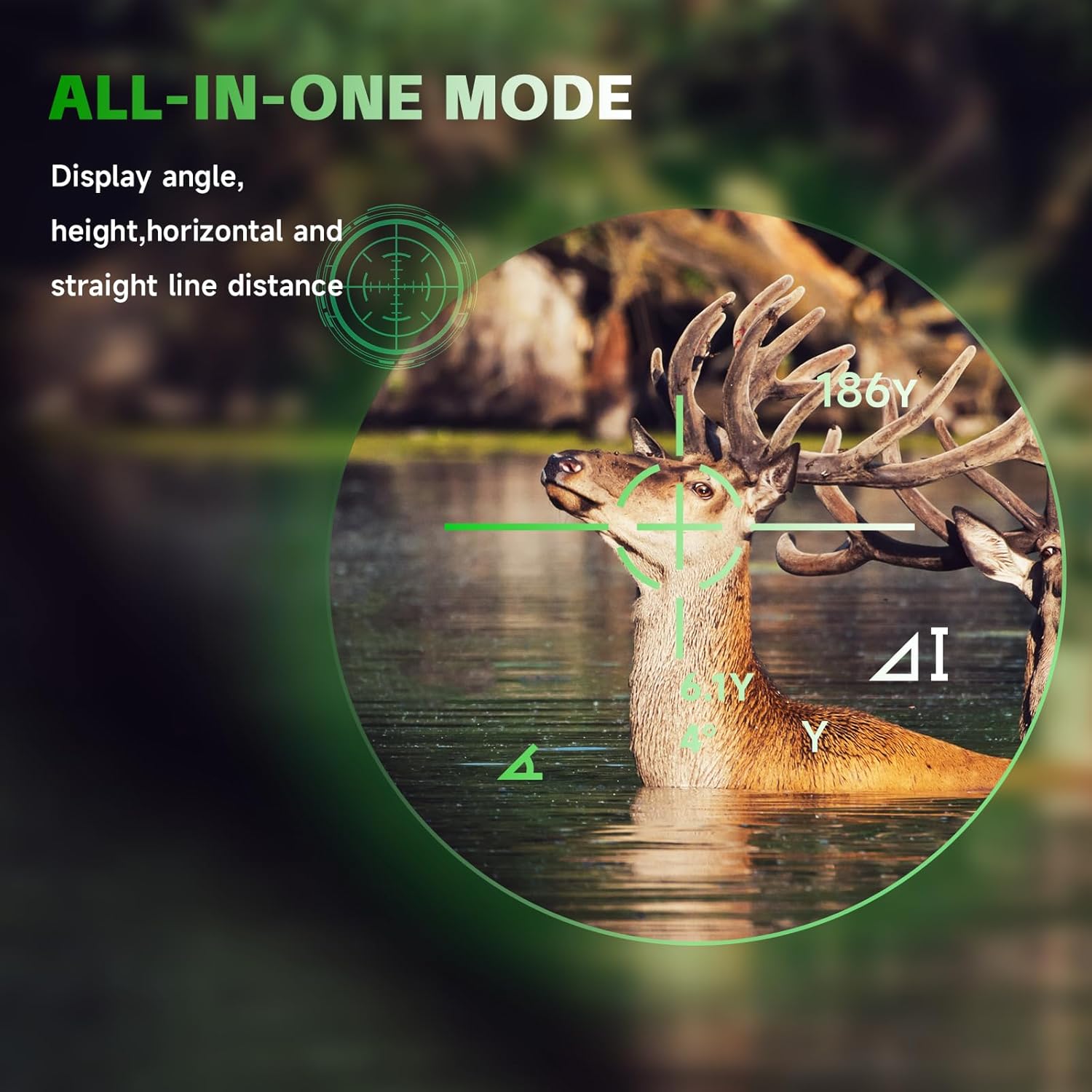 GolfHunting Rangefinder 7X Magnification 1200Y Waterproof Rangefinder, Distance Measurement, Multiple Modes, Lightweight, for Hunting, Golf and