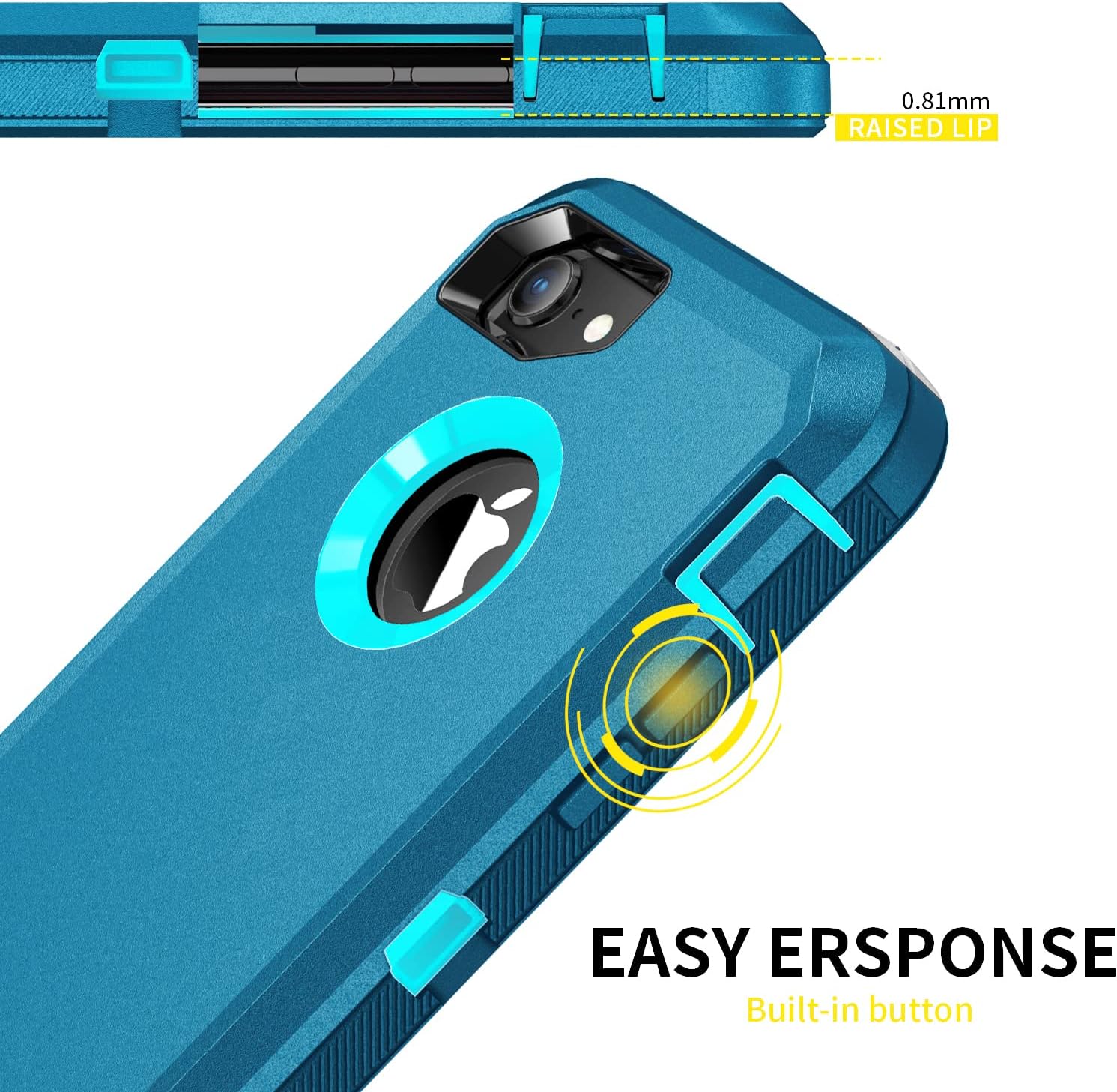 Funda para iPhone 6s, iPhone 6, protector de pantalla integrado, protección de cuerpo completo de 3 capas, resistente y resistente a los golpes,