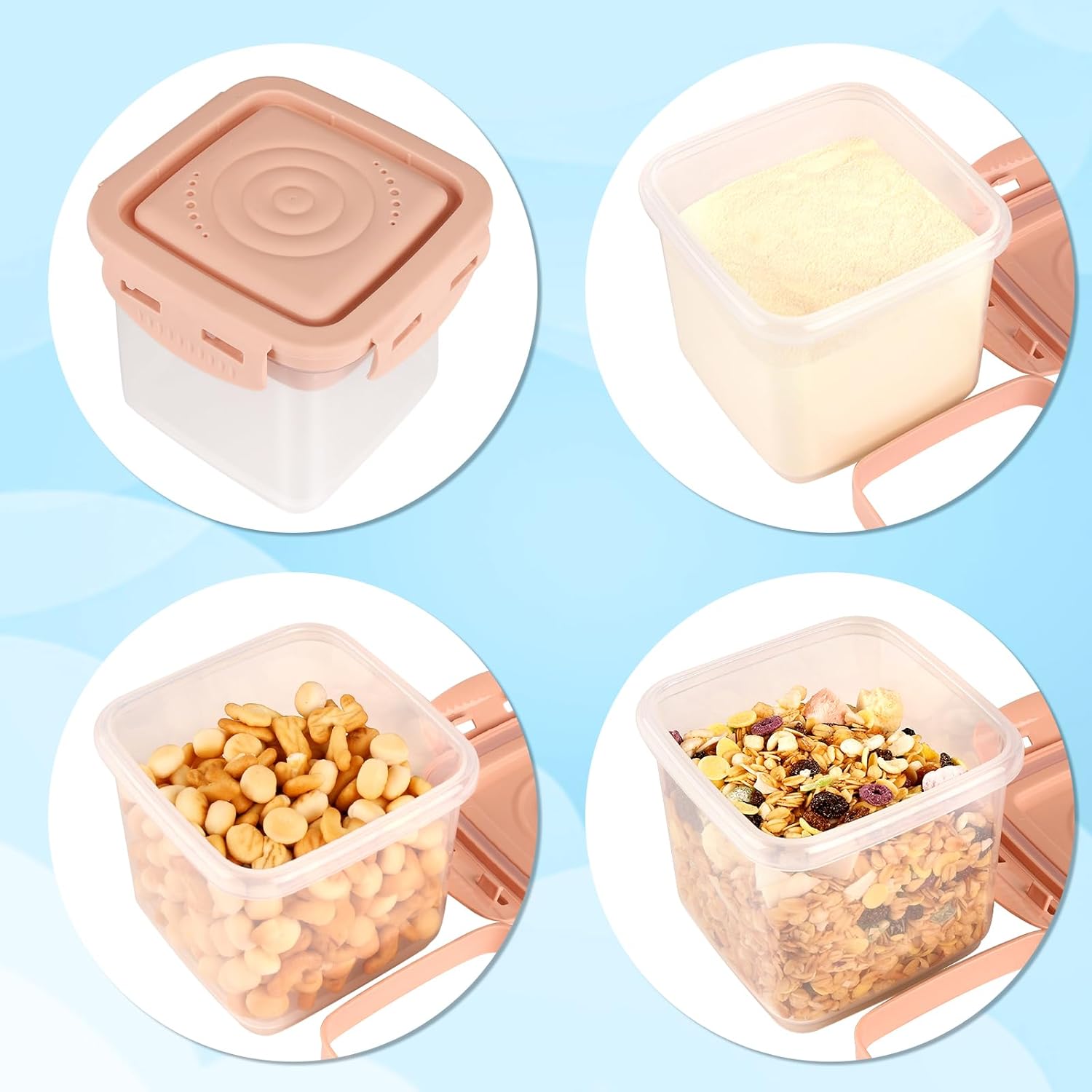 Accmor Dispensador de fórmula sobre la marcha, contenedor de fórmula para llevar, contenedor portátil de leche en polvo para niños con cuchara para
