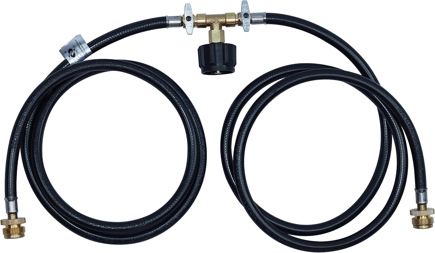 METER STAR Adaptador convertidor de tanque de propano Cga de 5 pies de 2 vías con interruptor y divisor en Y, 350 psi, manguera de extensión de alta