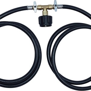 METER STAR Adaptador convertidor de tanque de propano Cga de 5 pies de 2 vías con interruptor y divisor en Y, 350 psi, manguera de extensión de alta METER STAR Adaptador convertidor de tanque de propano Cga de 5 pies de 2 vías con interruptor y divisor en Y, 350 psi, manguera de extensión de alta