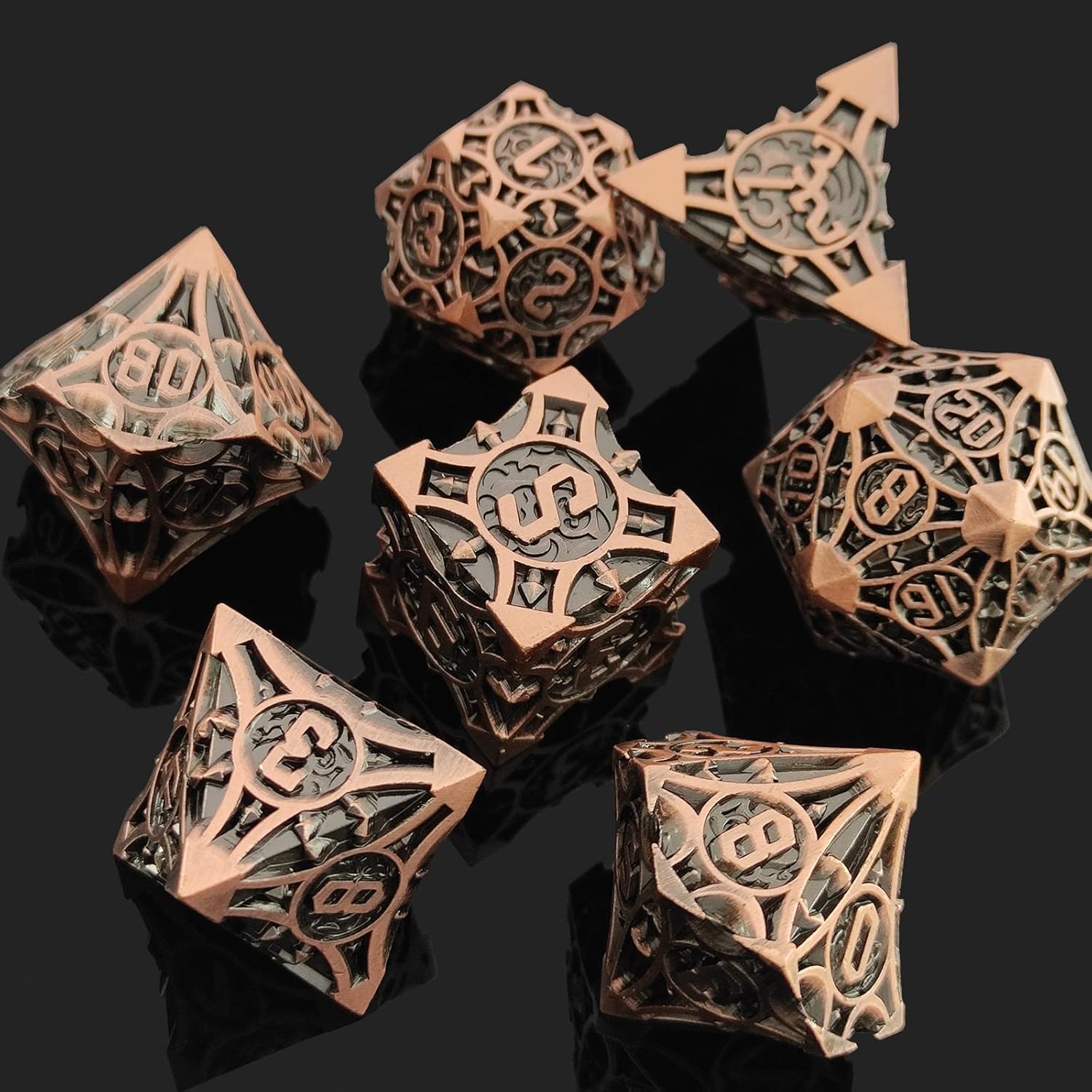 AJKDEUIH Juego de dados DND de metal D&D aplicables a Dungeons and Dragons Gift RPG MTG Pathfinder Warhammer D y D D20, juegos de mesa poliédricos,