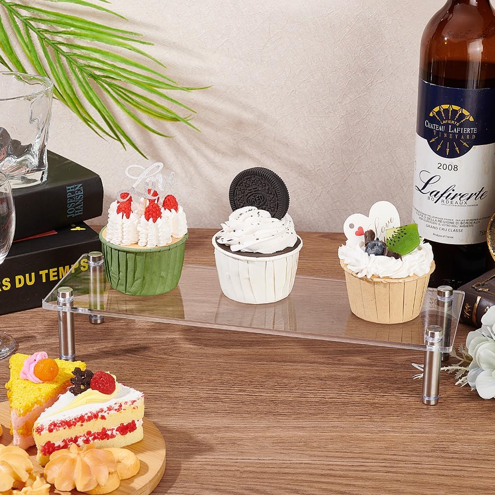 FINGERINSPIRE Soporte rectangular de acrílico para tartas con 201 pilares de acero inoxidable, organizador de mini cupcakes, elevador acrílico para