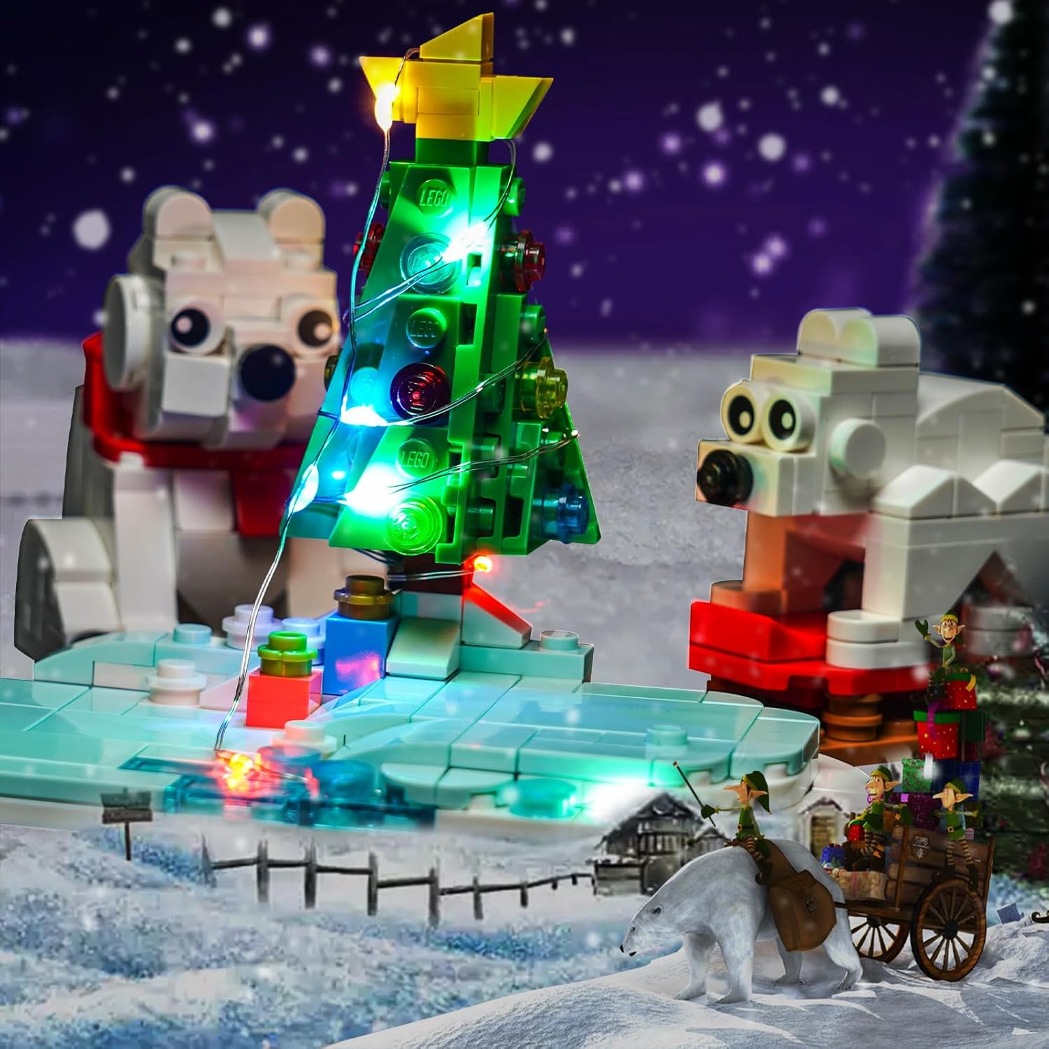 Kit de luz LED mejorado para Lego Wintertime Polar Bears Building Set, compatible con Lego 40571 (modelo no incluido)