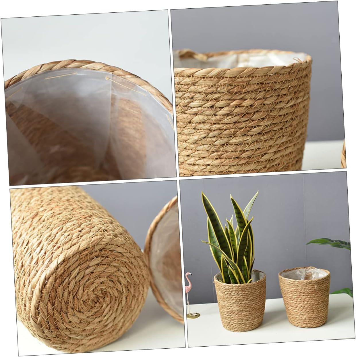 Yardwe 2 cestas para macetas para plantas, cestas de almacenamiento tejidas para niños, cestas para plantas, cestas de pastos marinos, cestas de