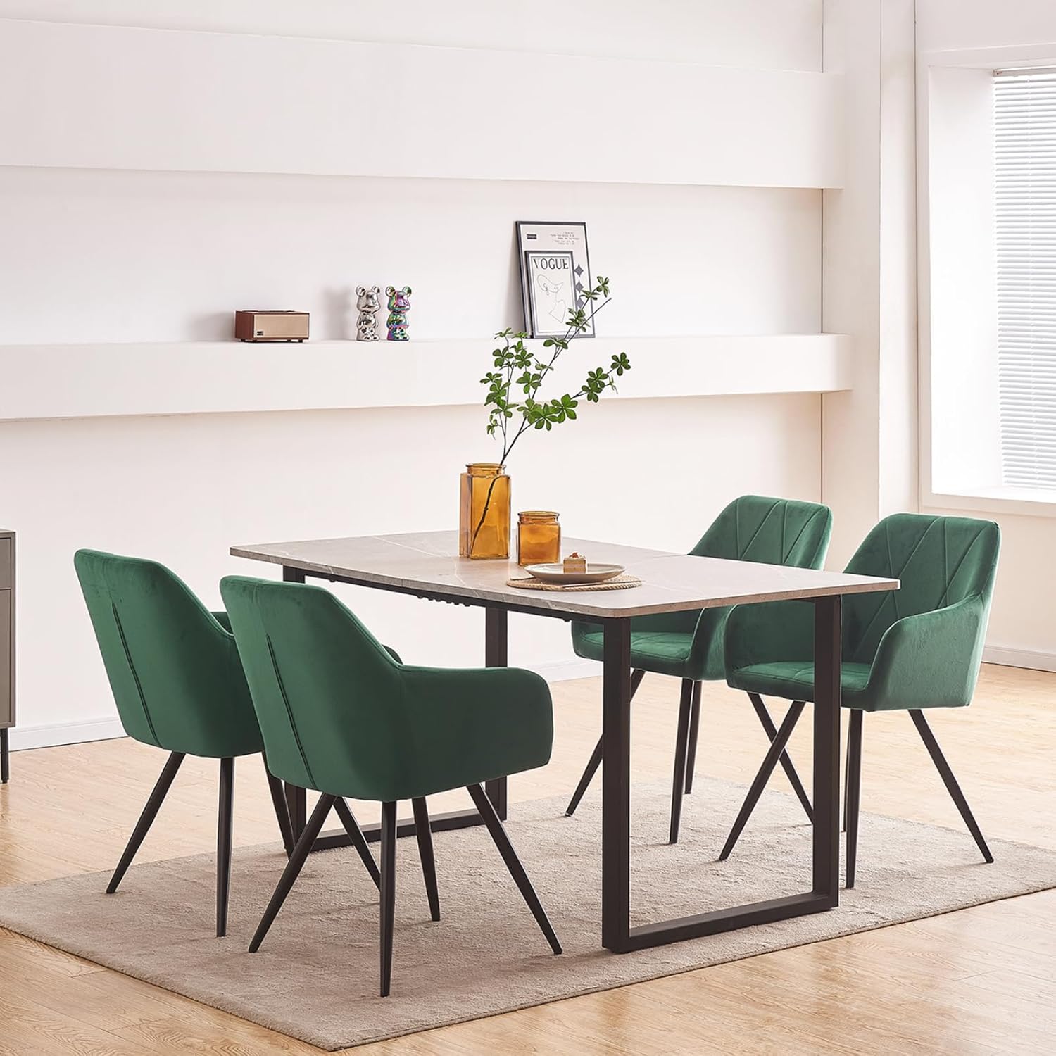 Juego de 2 sillas de comedor de terciopelo con brazo decorativo para cocina, asiento de esponja gruesa, silla de ocio moderna para comedor, sala de