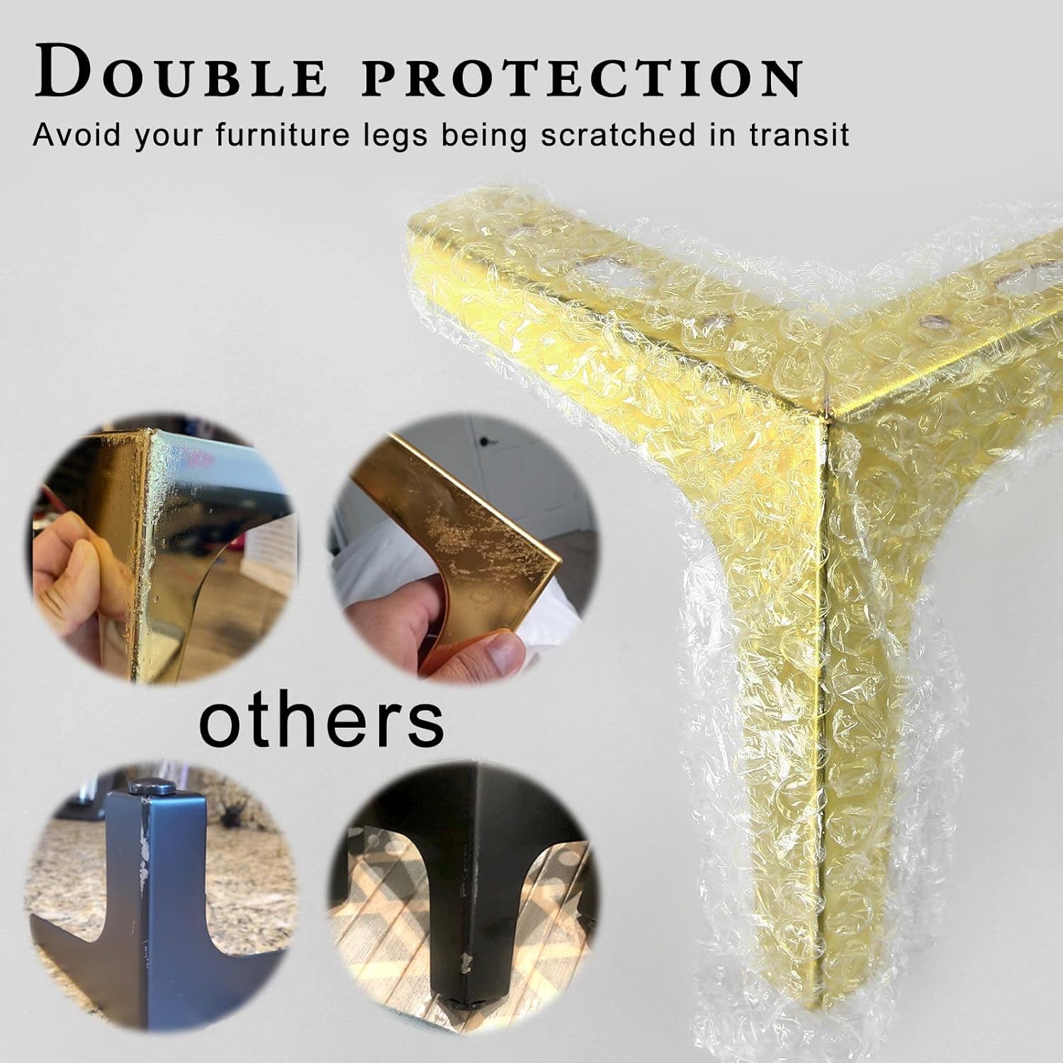 Juego de 4 patas de repuesto de metal dorado para muebles, juego de 4 patas de tocador doradas de lujo para sofá, cama, armario otomano