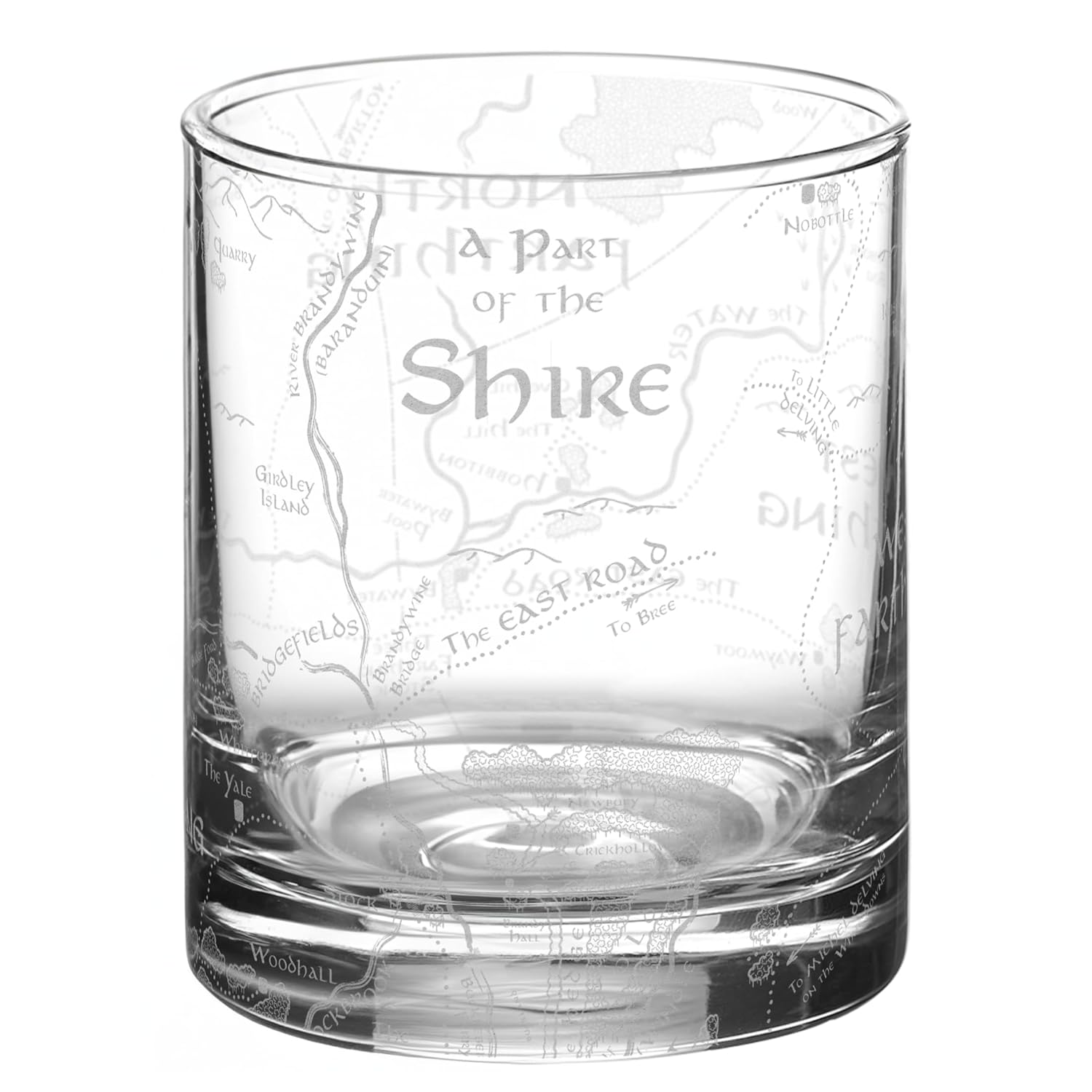 MAP OF THE SHIRE Engraved Whiskey Rocks Glass  Inspired by The Hobbit, LOTR, Middle Earth, Tolkien Fantasy, & Rings of Power  Great Christmas