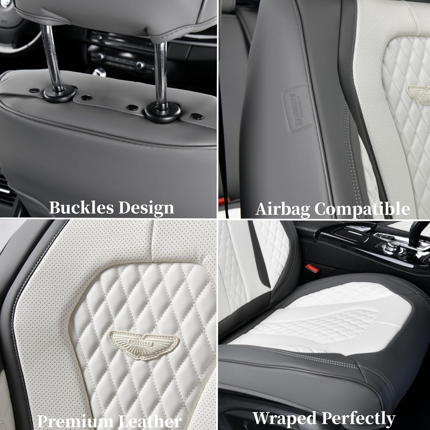 Coverado Fundas de asiento, juego completo de fundas de asiento de automóvil, fundas de asiento de automóvil, impermeables, fundas de asiento de