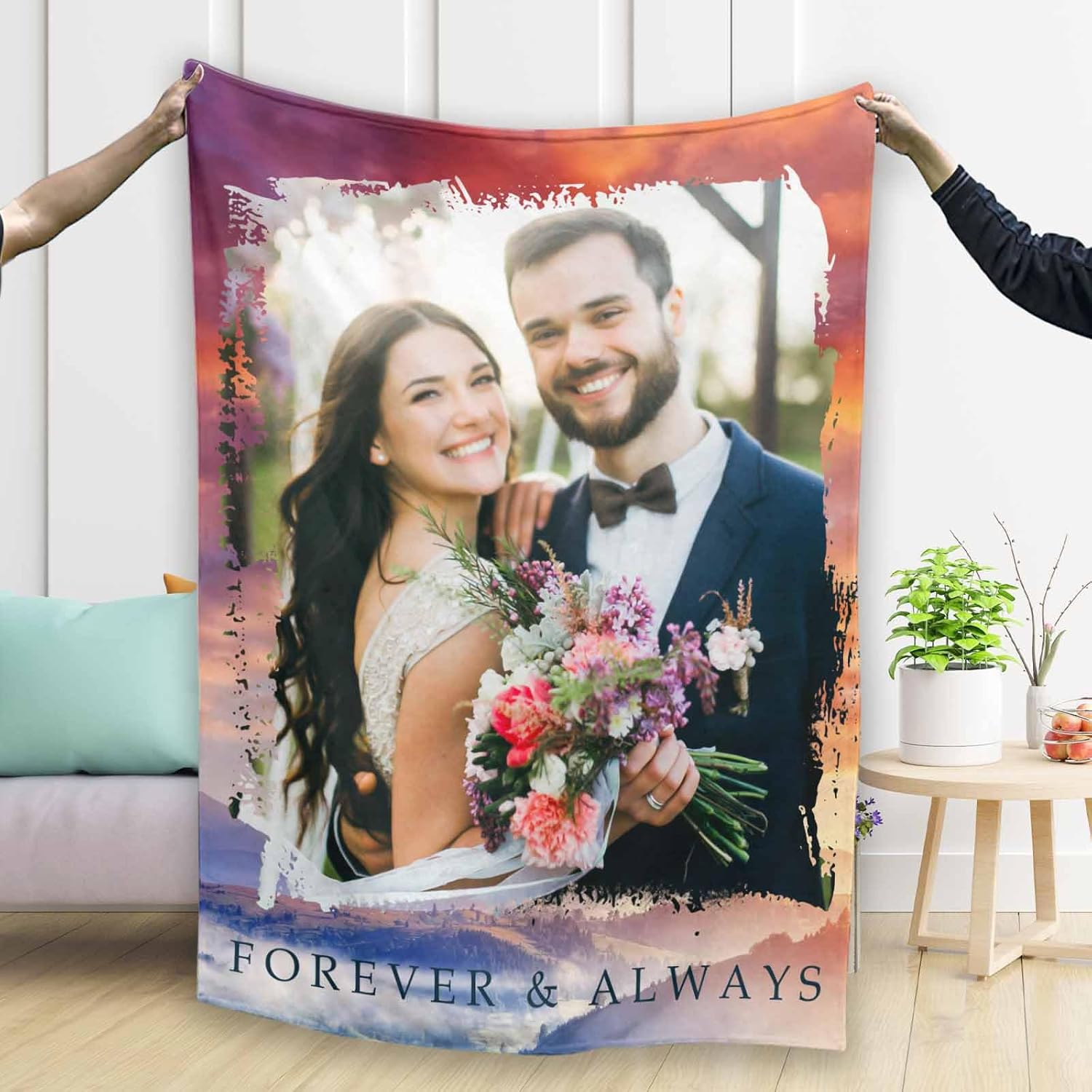 D-Story Manta personalizada con foto regalos personalizados para parejas fabricada en Estados Unidos, manta de fotos personalizada, cumpleaños,