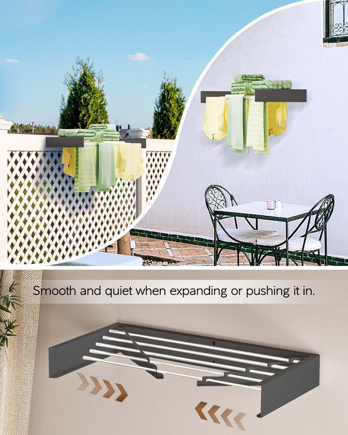 Vikaqi Clothes Drying Rack Wall Mounted, 31″ Drying Rack Clothing Retractable, Laundry Drying Rack Space Saving, Collapsible Drying Racks for