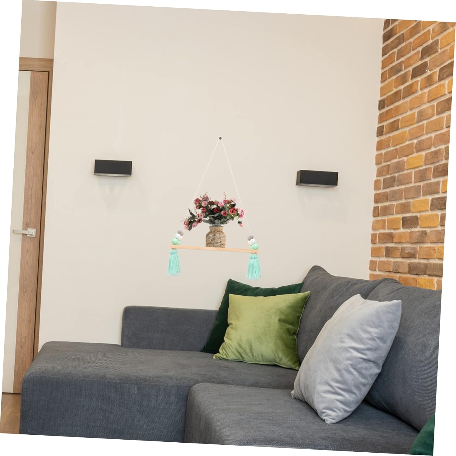 ARTIBETTER Estantes de madera con cuentas para dormitorio, decoración de pared, soporte decorativo para ollas, entrada, estantes flotantes para