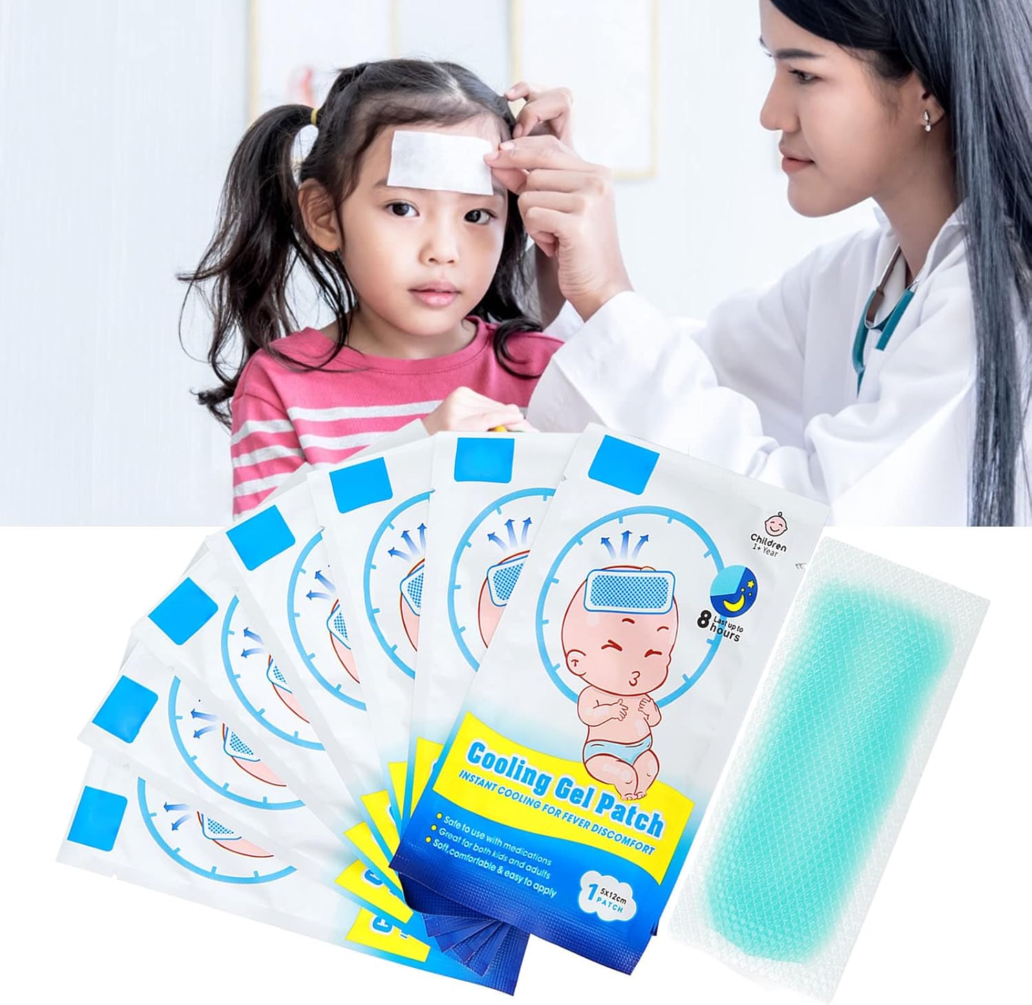 8 parches de enfriamiento para niños, almohadillas desechables para fiebre, parche de fiebre para niños, almohadillas frescas para fiebre y