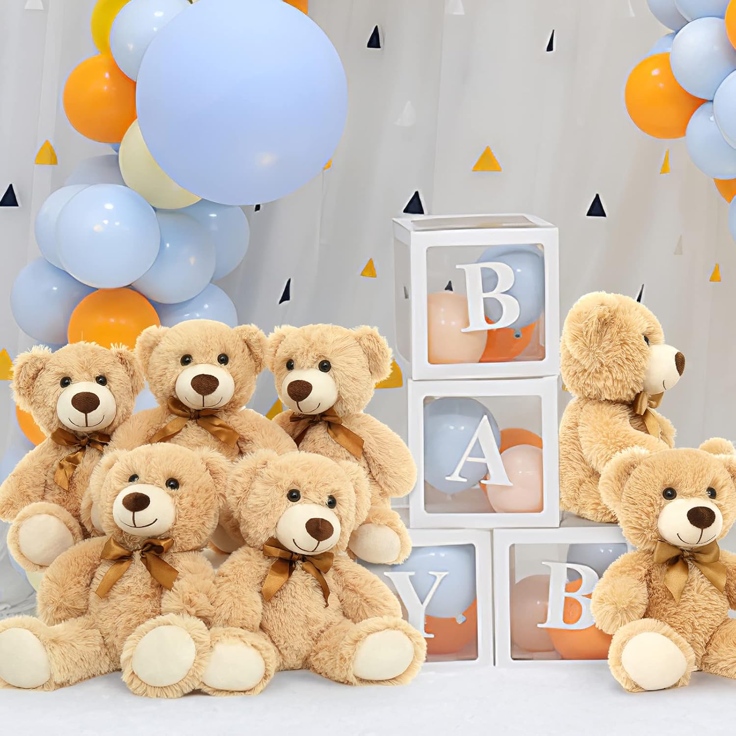 MorisMos Paquete de 12 animales de peluche para niños de 14 pulgadas, osos de peluche suaves a granel para baby shower, animales de peluche a granel