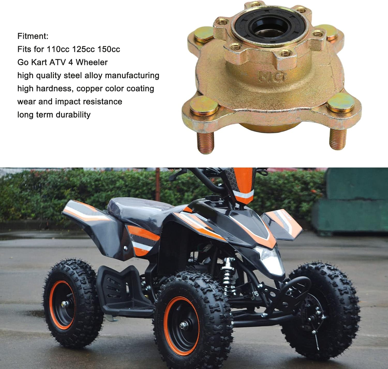 4 pernos de freno de la rueda del cubo de la rueda del disco delantero de la aleación de acero del cubo de la llanta para Go Kart ATV 4 ruedas