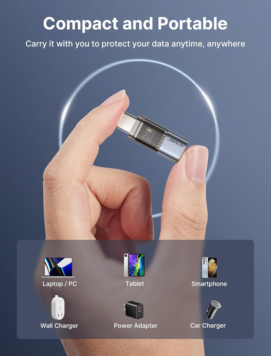 JSAUX Bloqueador de datos USB y bloqueador de datos USB C (paquete de 4), bloqueador de datos USB-A transparente a USB-A y USB-C a USB-C solo para