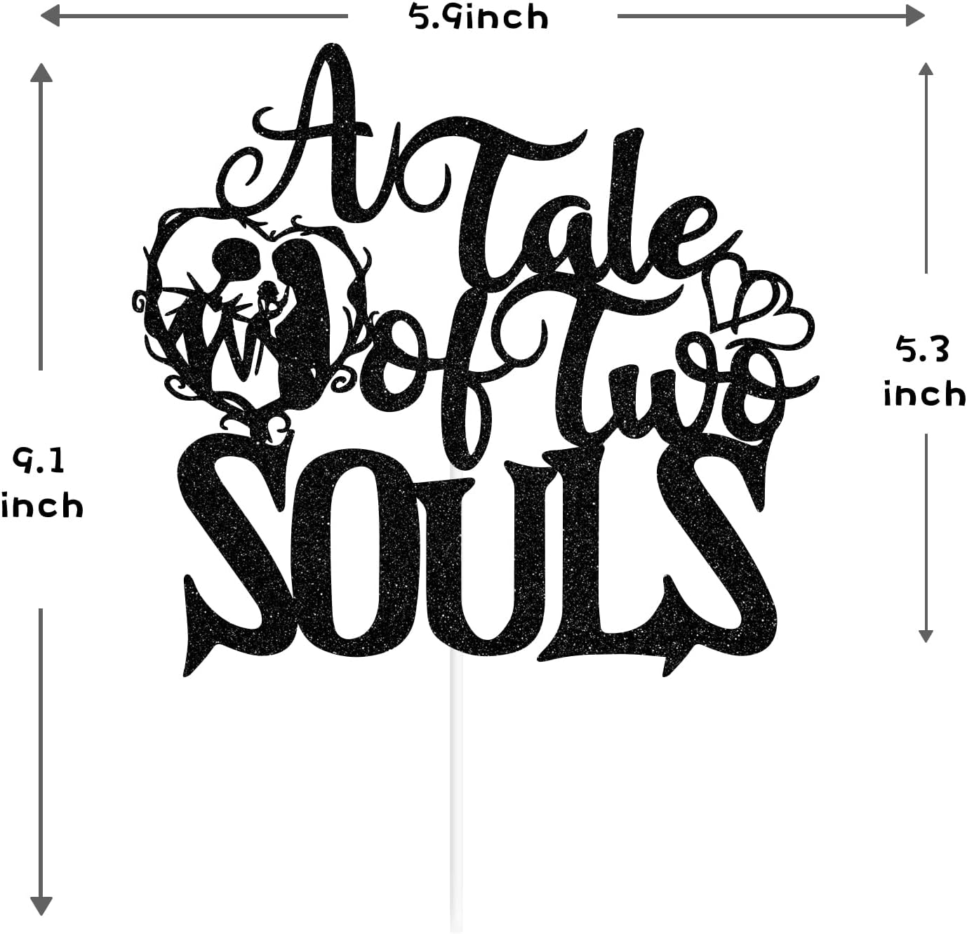 Decoración para tartas con purpurina negra “A Tale of Two Souls”, “Till DeathTill Death Do Us PartyAbout Damn Time”, decoración temática de