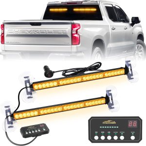 XRIDONSEN 2 barras de luz estroboscópica de 18.5 pulgadas para asesor de tráfico, 48 luces LED ámbar de advertencia de emergencia intermitentes, XRIDONSEN 2 barras de luz estroboscópica de 18.5 pulgadas para asesor de tráfico, 48 luces LED ámbar de advertencia de emergencia intermitentes,
