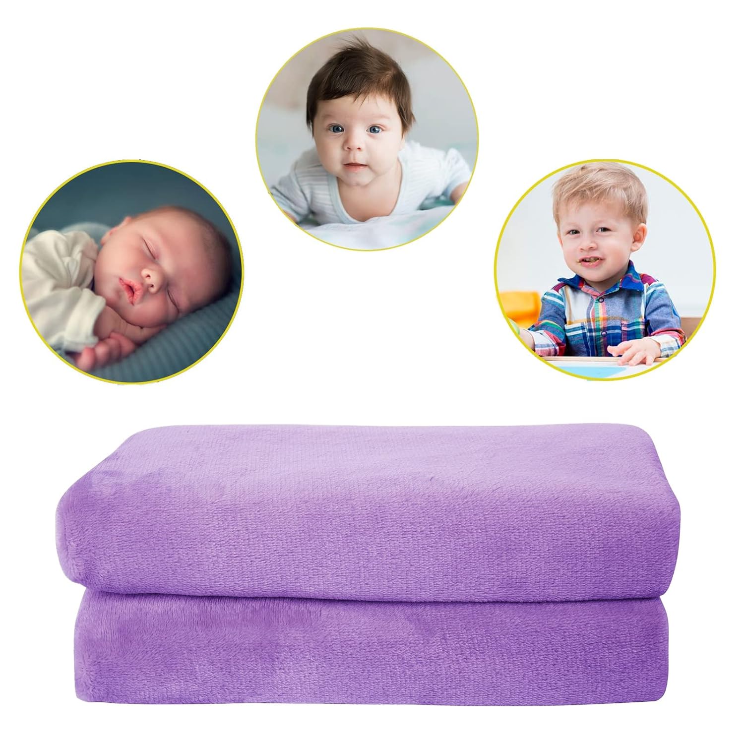 Pro Goleem Manta de vellón para bebé con ribete satinado de 2 pulgadas, manta de felpa suave para niños y niñas para bebés, color morado, 30 x 40