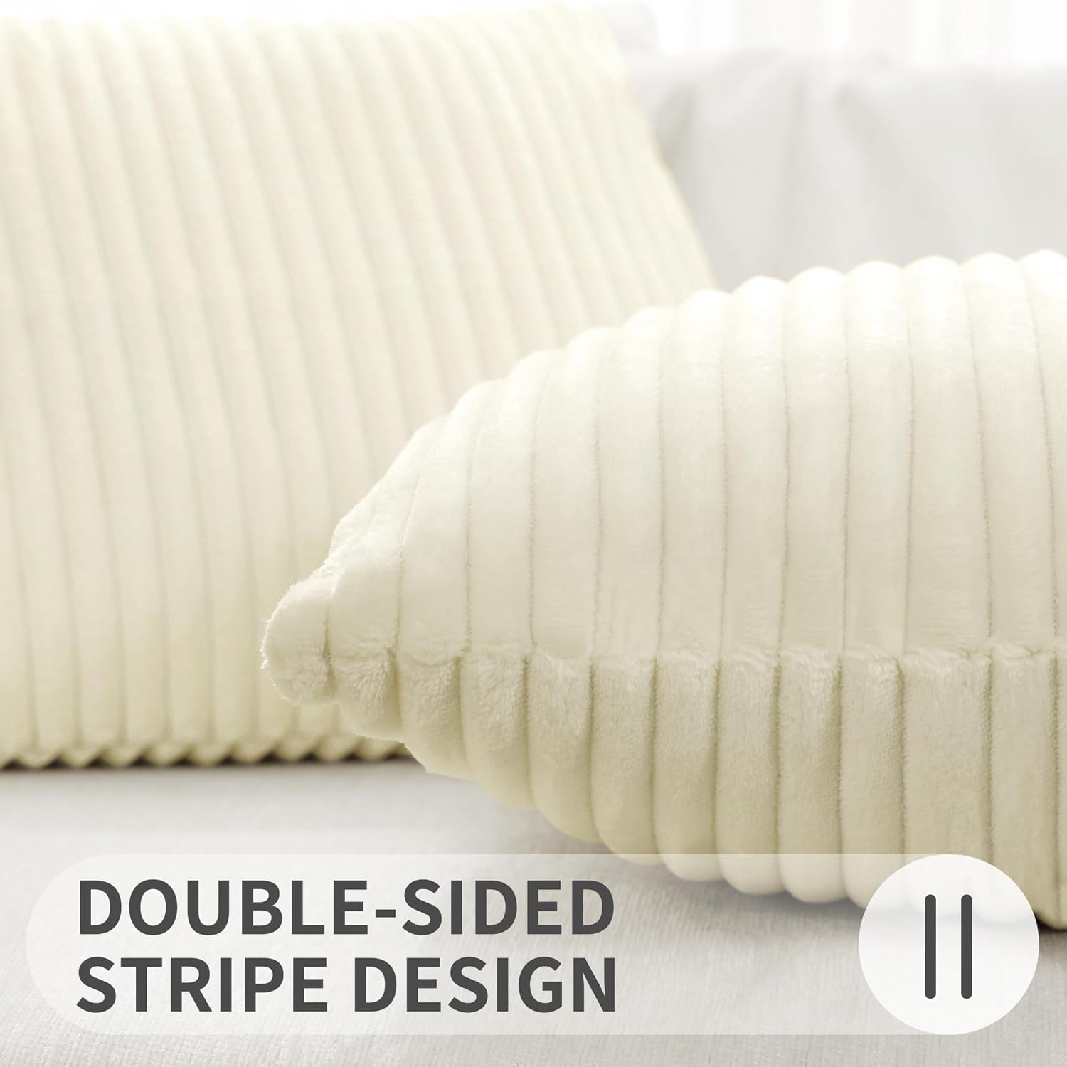 Simmore Juego de 2 fundas de almohada decorativas de 12 x 20 pulgadas, fundas de almohada lumbar de franela de felpa suave de doble cara para sofá,