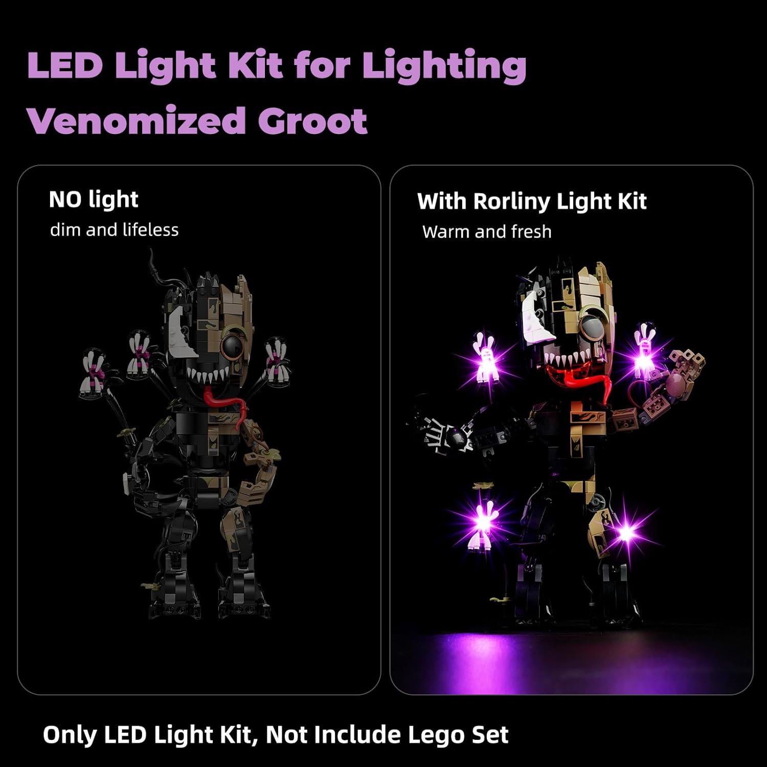 Kit de luz LED para Lego Marvel Venomized Groot 76249, kit de iluminación creativa compatible con Lego 76249 (solo luces, sin juego de Lego)