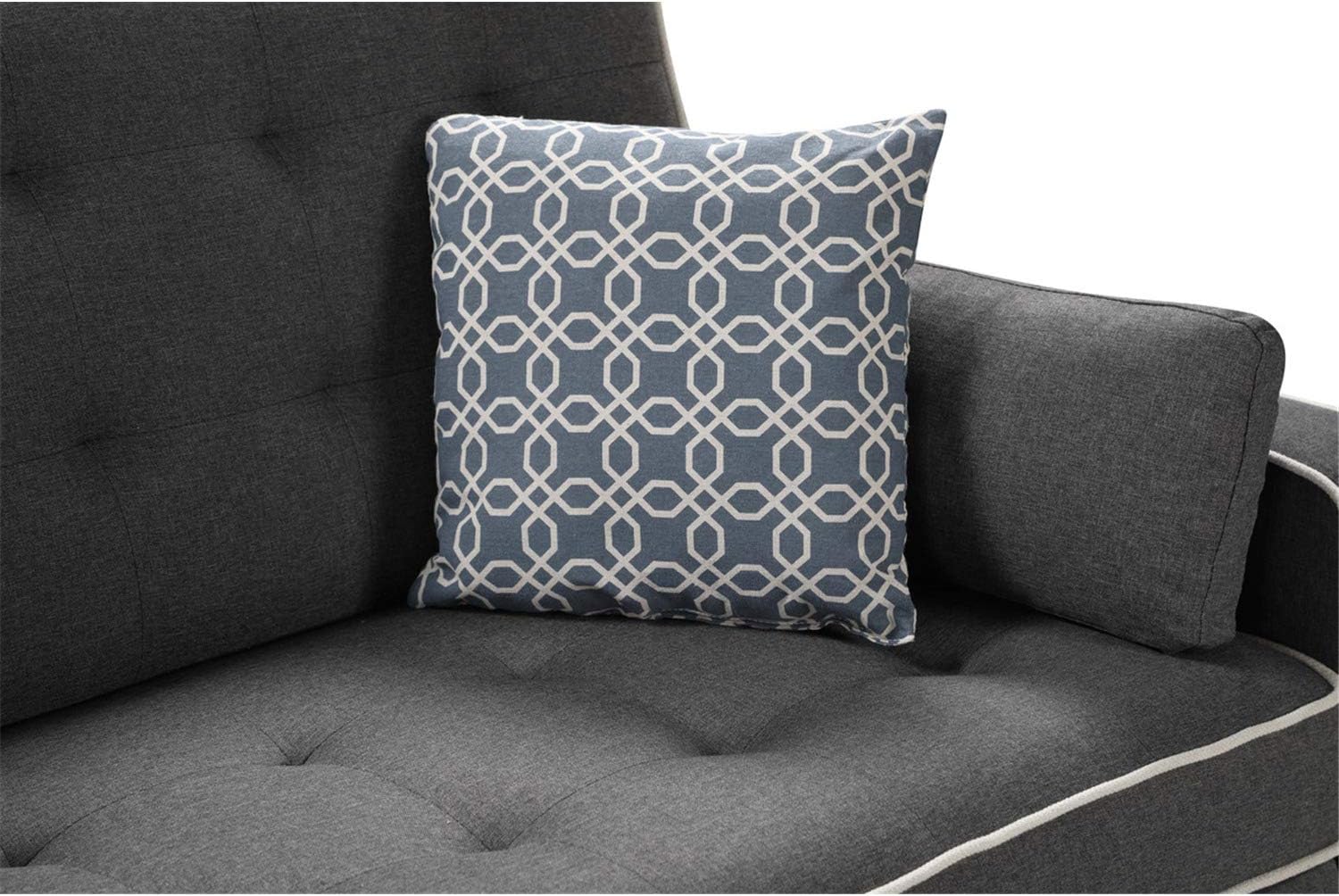 Lilola Home Cody – Sofá cama de tela con 2 puertos de carga USB y 4 almohadas decorativas, color gris