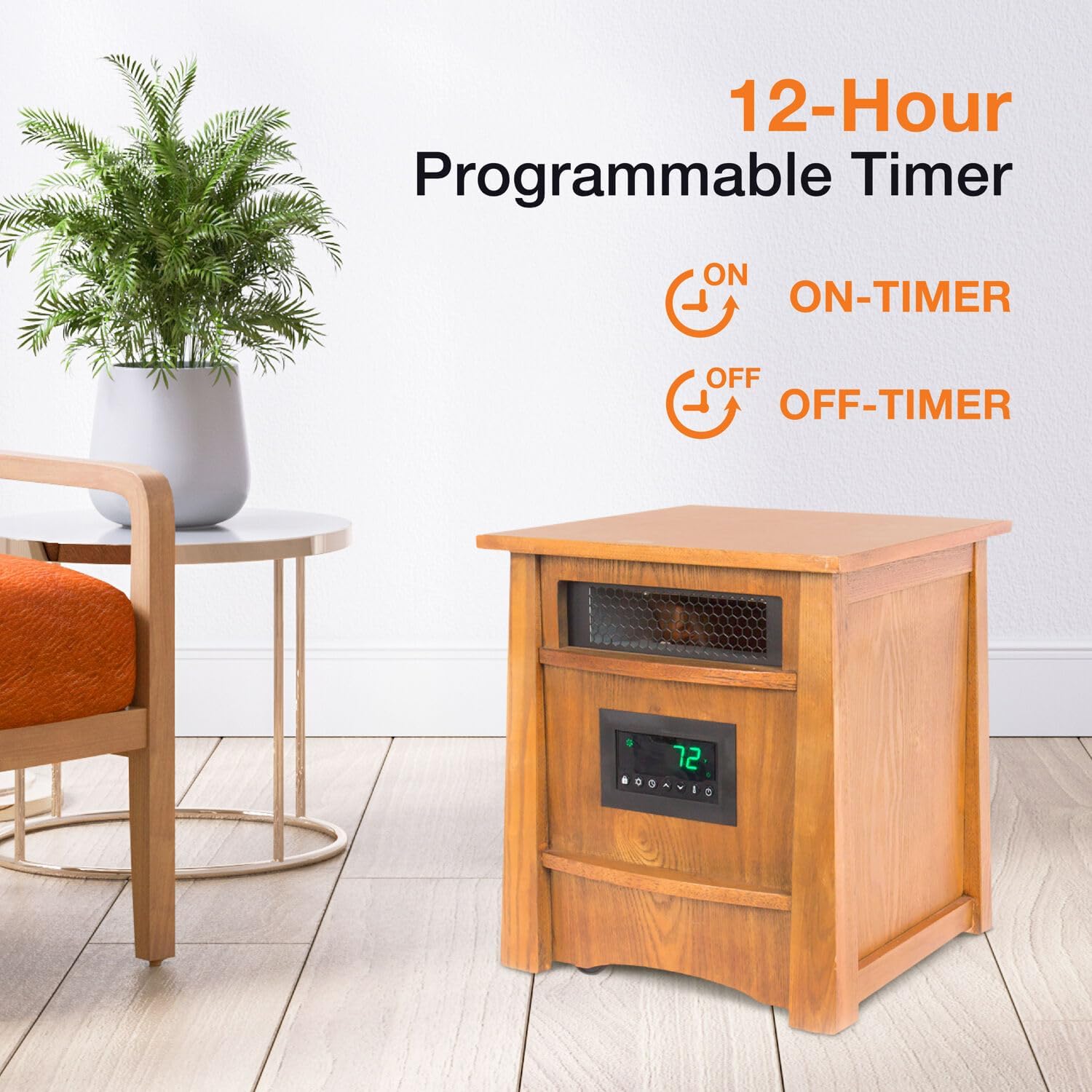 LIFE SMART Lifesmart – Control remoto de madera de 8 elementos, calentador infrarrojo portátil para dormitorio, sala de estar y sótano con gabinete