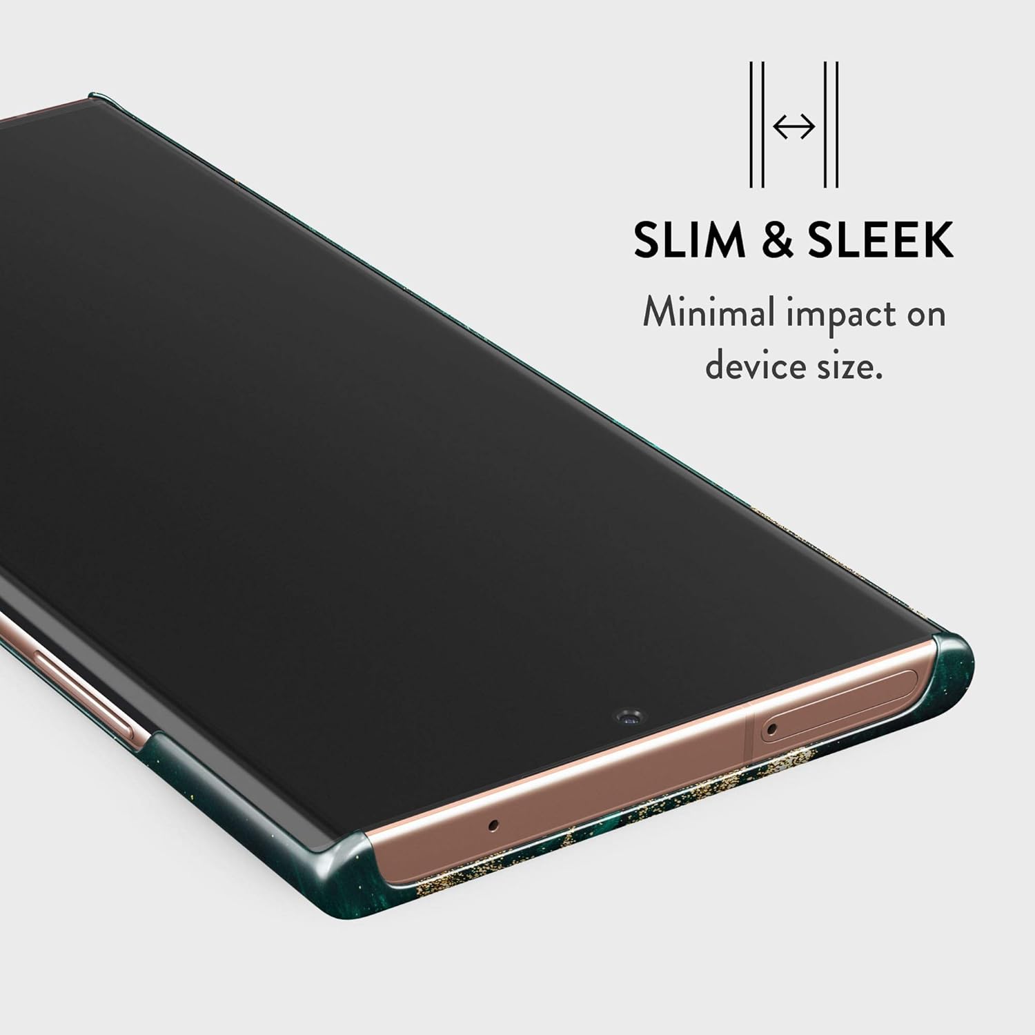 BURGA Funda para teléfono compatible con Samsung Galaxy Note 20 Ultra – Esmeralda verde jade piedra de alta moda de lujo dorado con purpurina de