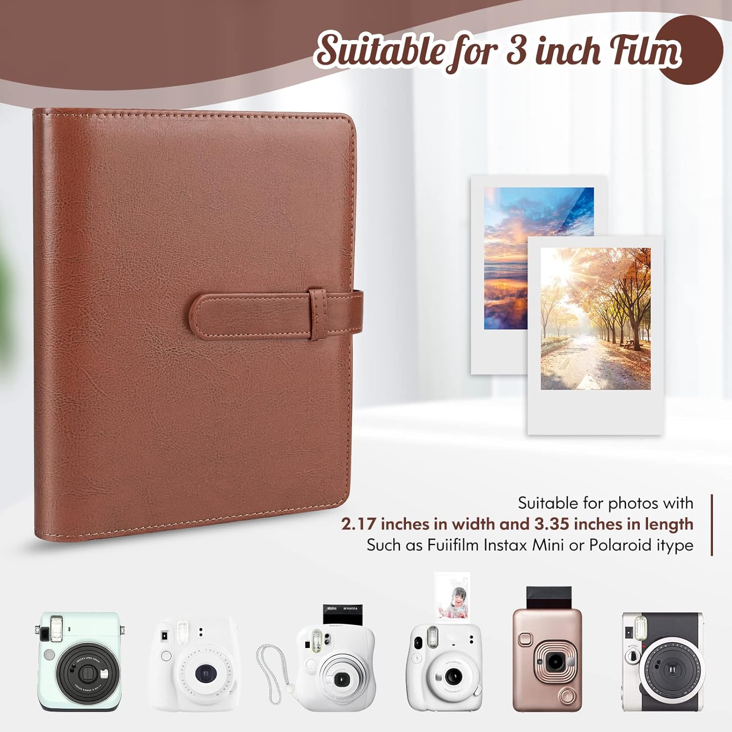 Ablus Álbum de fotos de 256 bolsillos para impresoras Polaroid Snap SnapTouch Zip Mint Cámaras, Fujifilm Instax Mini 11 90 9 8+ 8 7S 70 50S 26 25