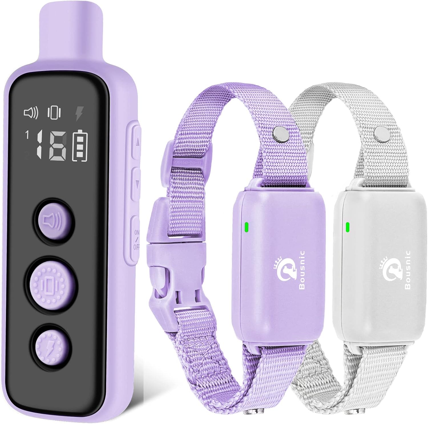 Bousnic Collar de choque para perros para 2 perros  (8-120 libras) impermeable recargable collar eléctrico de entrenamiento para perros con control